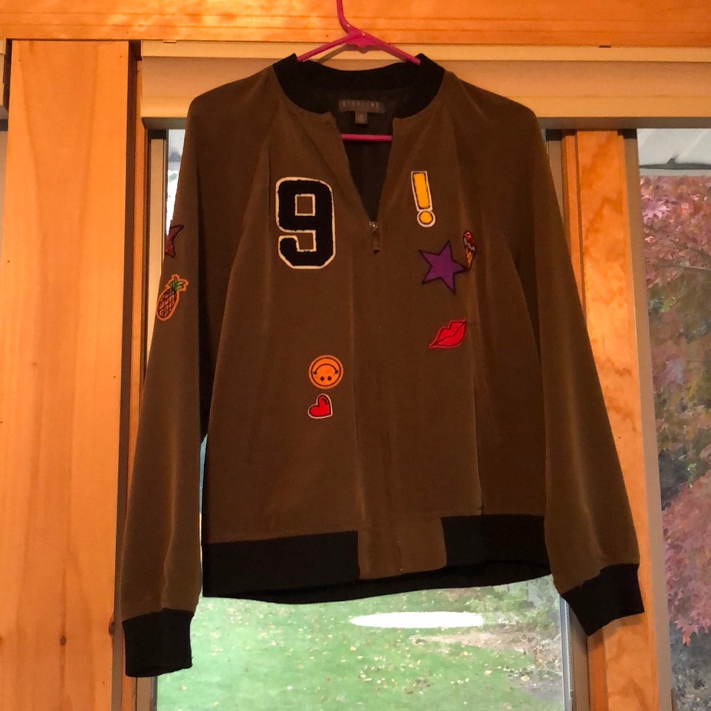 Highline Green Jacket With Patches Size Small - image 1